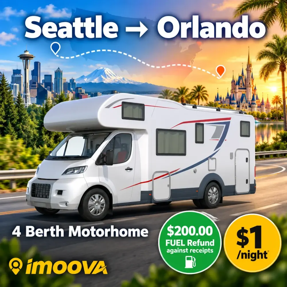 4 Berth Motorhome relocation from Seattle to Orlando