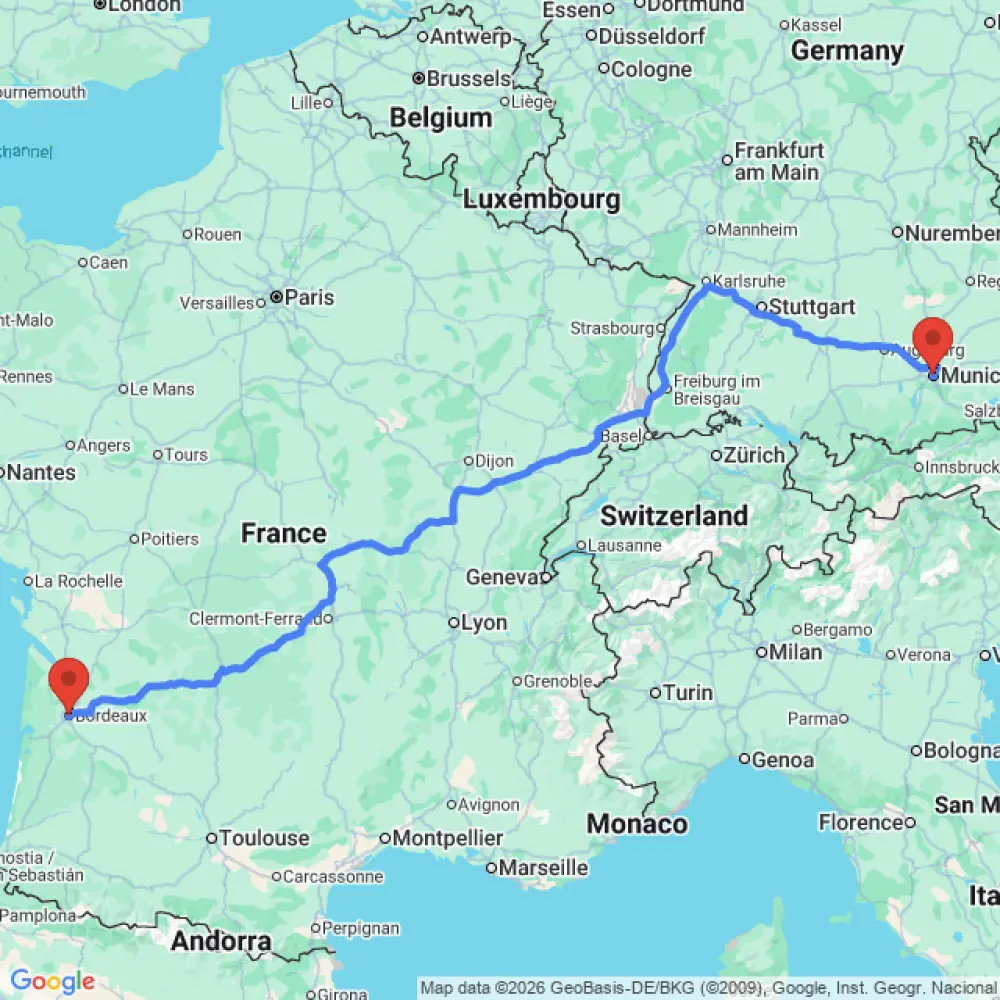 4 berth Campervan relocation from Bordeaux to Munich