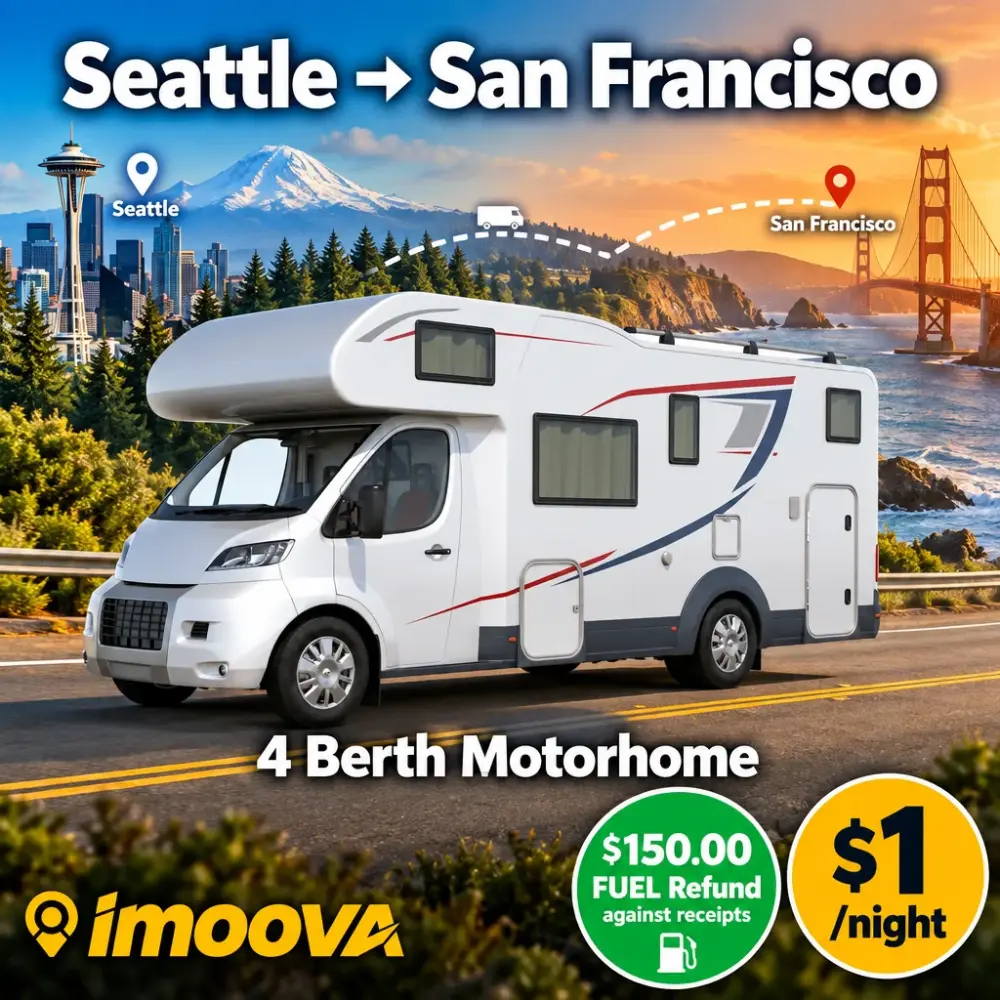 4 Berth Motorhome relocation from Seattle to San Francisco