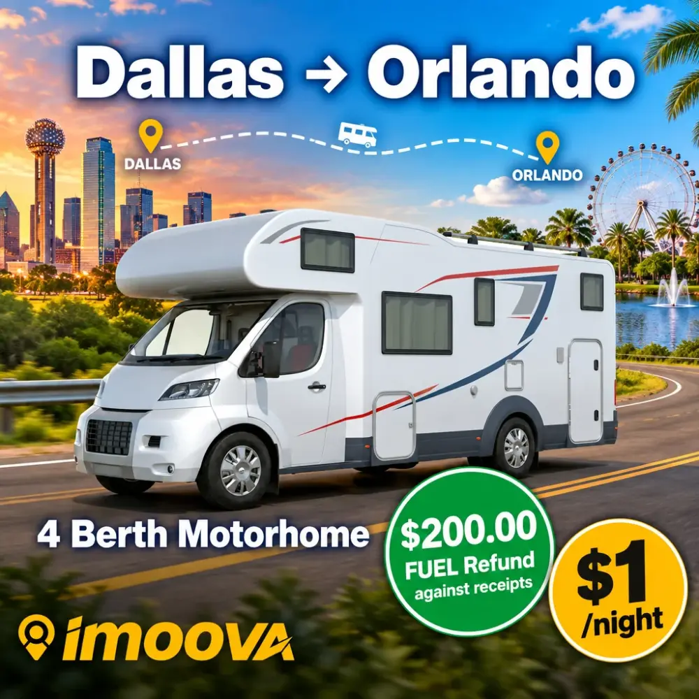 Relocação de 4 Berth Motorhome de Dallas para Orlando