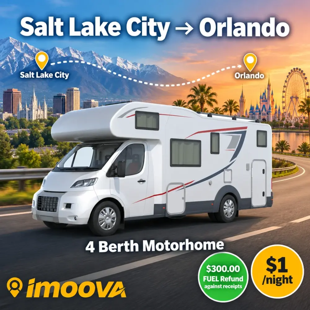 4 Berth Motorhome relocation from Salt Lake City to Orlando