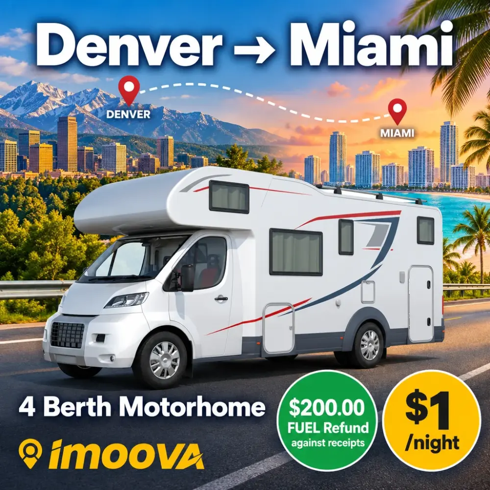 4 Berth Motorhome の Denver から Miami への移動