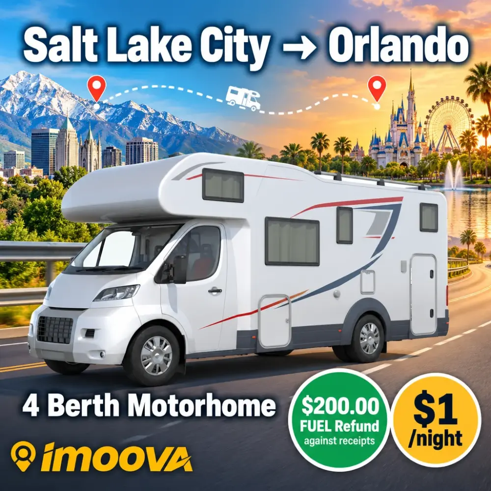 4 Berth Motorhome relocation from Salt Lake City to Orlando