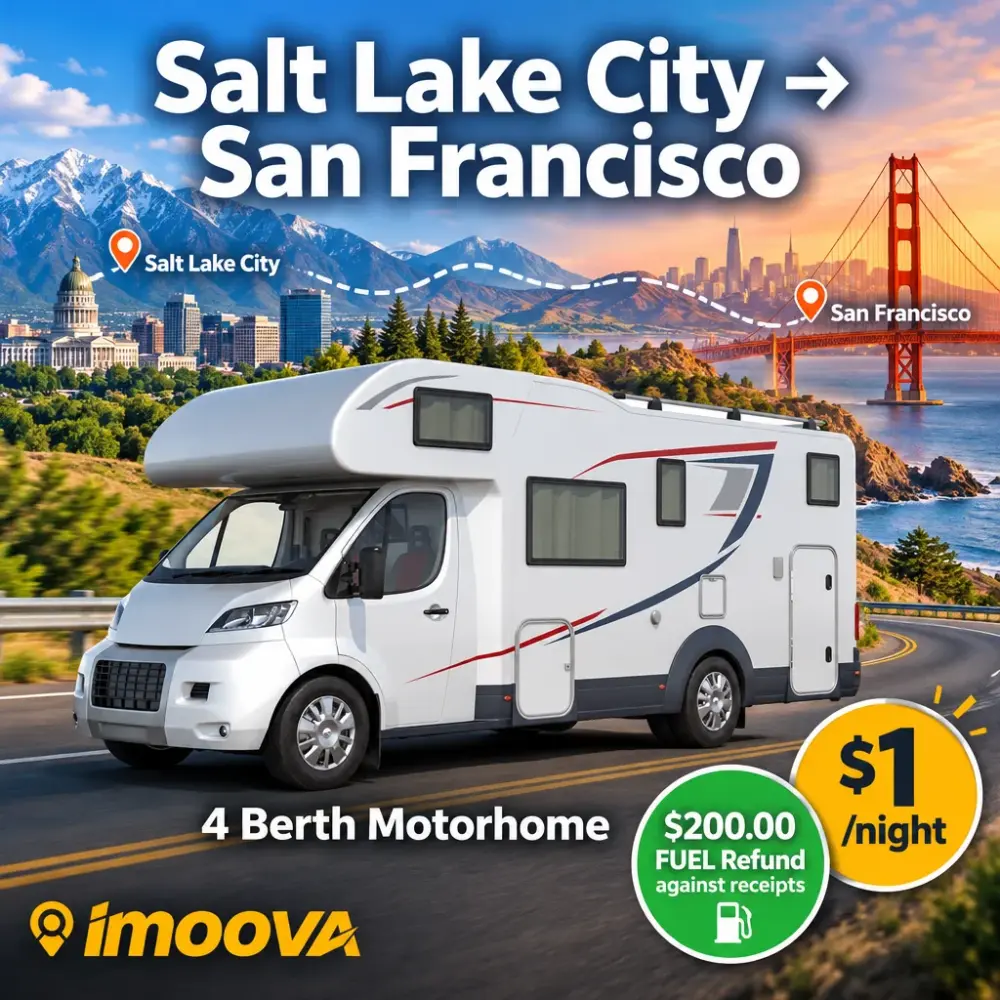 4 Berth Motorhome relocation from Salt Lake City to San Francisco