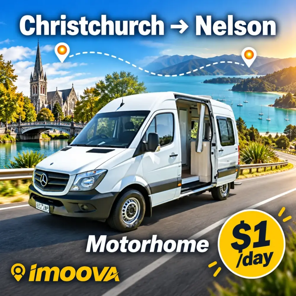 Motorhome の Christchurch から Nelson への移動