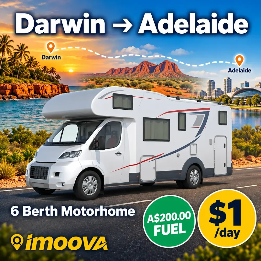6 Berth Motorhome 从 Darwin 到 Adelaide 的搬迁