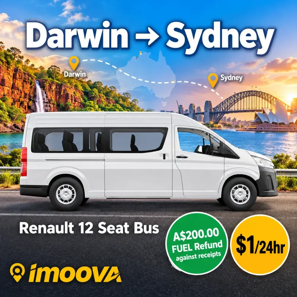 Reubicación de Renault 12 Seat Bus de Darwin a Sydney