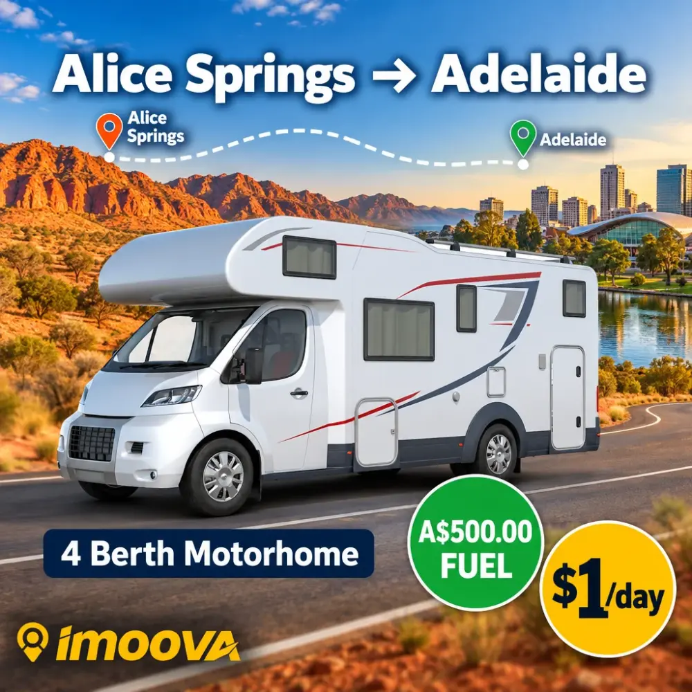 Reubicación de 4 Berth Motorhome de Alice Springs a Adelaide