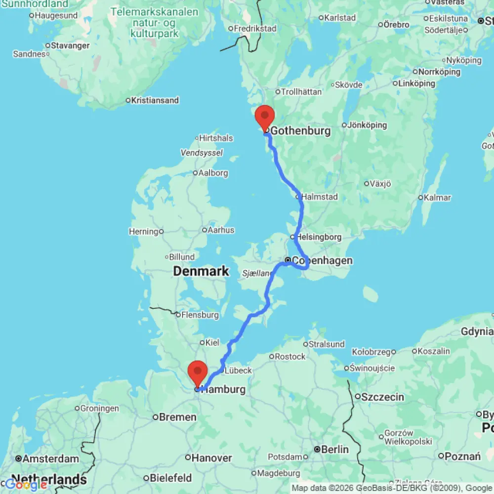 Relocalisation de 5 berth Campervan de Västra Frölunda à Hamburg