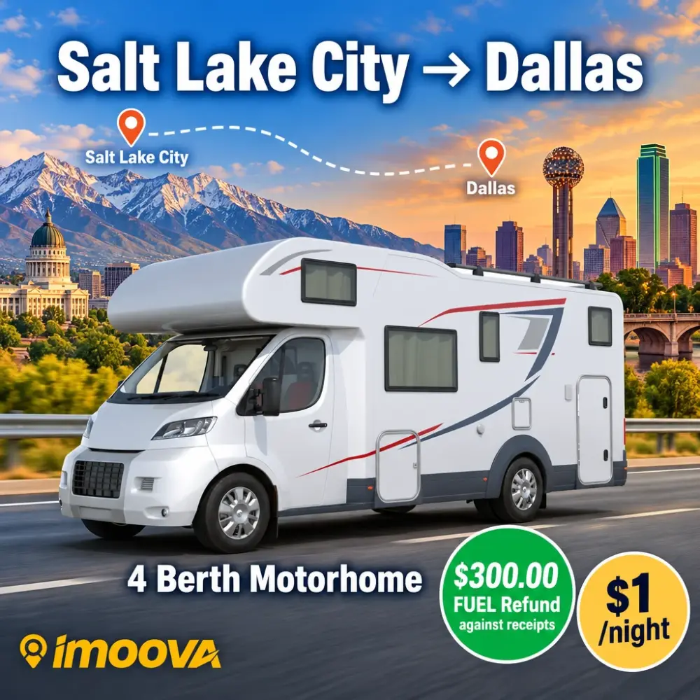 4 Berth Motorhome relocation from Salt Lake City to Dallas