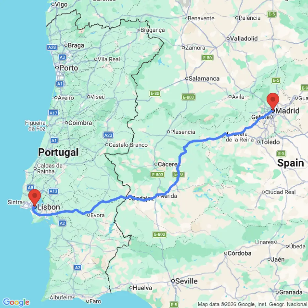Eu Active Long 2 Auto Select relocation from Lisbon to Madrid