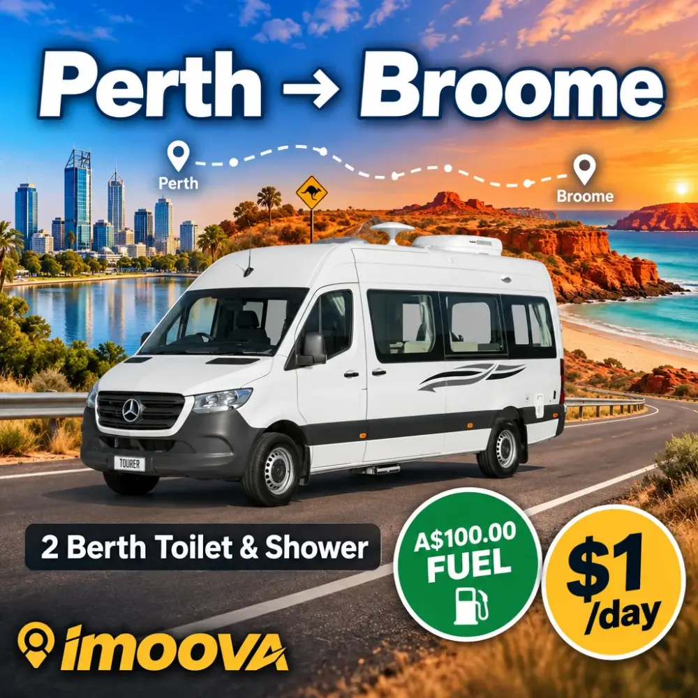 2 Berth Toilet & Shower の Perth から Broome への移動