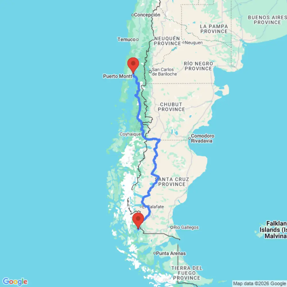 Trasloco di 3 Person Campervan da Puerto Varas a Puerto Natales