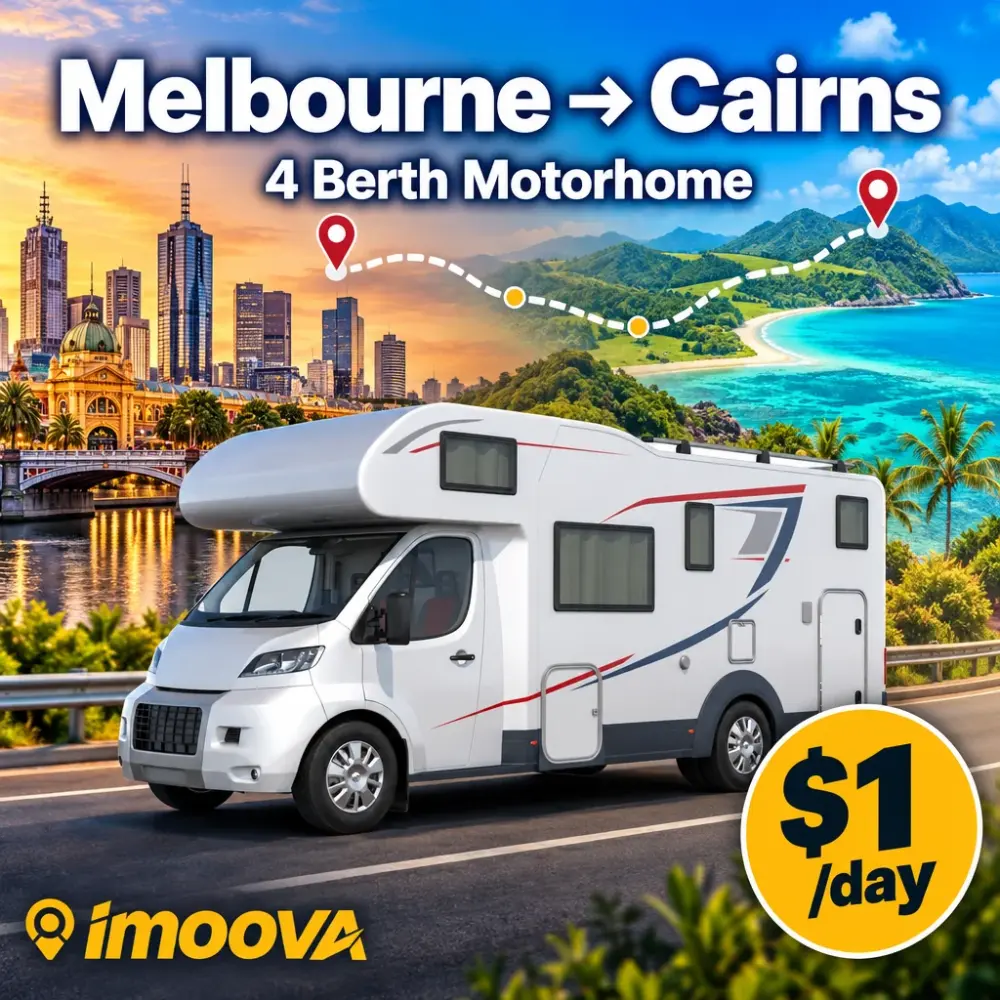 4 Berth Motorhome の Melbourne から Cairns への移動